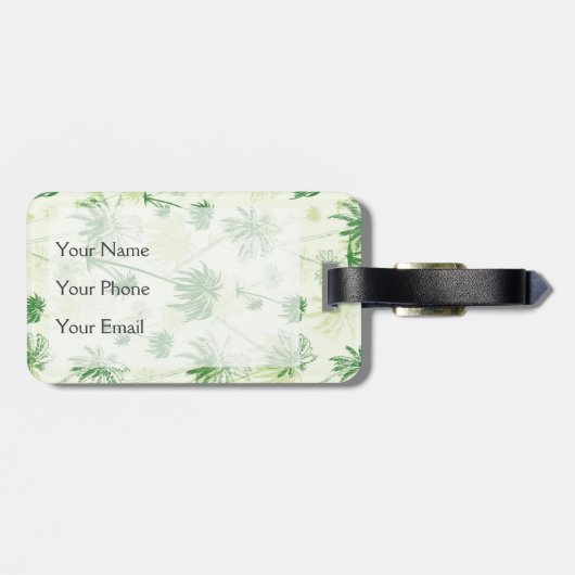 Étiquette À Bagage Le Motif Green Palm Tree (Dos horizontal)