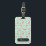 Étiquette À Bagage Le motif mignon | de Flamant rose rose ajoutent<br><div class="desc">C'est un dessin d'un oiseau de flamant qui a été transformé en motif. L'arrière - plan est une jolie couleur en bon état.  Il y a un cadre dans la conception où vous pouvez faire imprimer votre nom.</div>