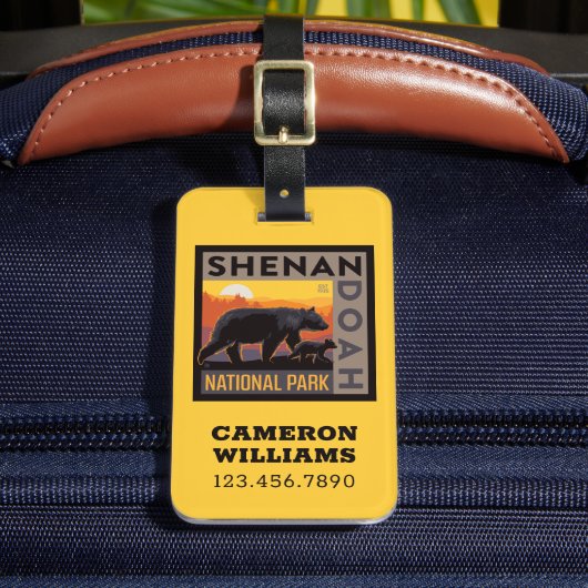 Étiquette À Bagage Le Parc national de Shenandoah | Mama Bear & Cubs (Insitu Rectoal 2)