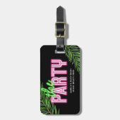 Étiquette À Bagage Le Parti Vert & Rose Tropical Bach (Devant Vertical)