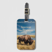 Étiquette À Bagage Le pâturage du bison au bord de la rivière (Devant Vertical)