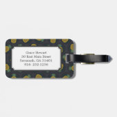 Étiquette À Bagage Le rétro ananas noir d'or modèle le monogramme (Dos horizontal)