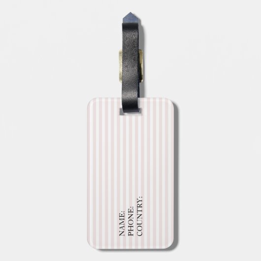 Étiquette À Bagage Le rose de rose de Boho fleurit le monogramme (Dos Vertical)