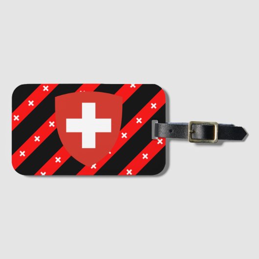 Étiquette À Bagage Le Suisse barre le drapeau (Devant Horizontal)