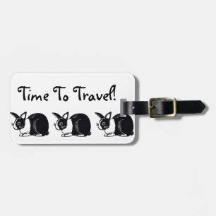 Étiquette À Bagage Le Temps De Voyager ! Balise bagage de lapins noir