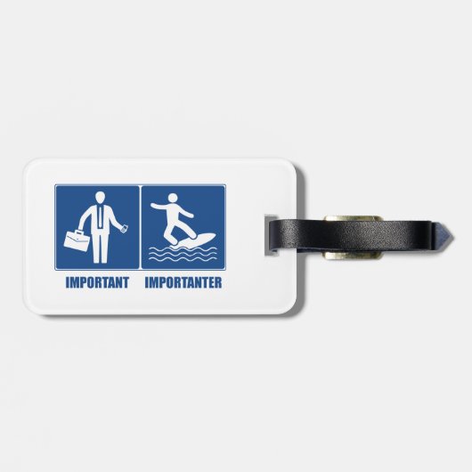 Étiquette À Bagage Le Travail Est Important, Le Surf Est Important (Dos horizontal)