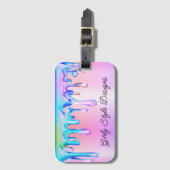 Étiquette À Bagage Lecteurs de peinture holographique Pastel Rainbow  (Devant Vertical)