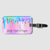 Étiquette À Bagage Lecteurs de peinture holographique Pastel Rainbow  (Devant Horizontal)