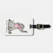 Étiquette À Bagage L'éléphant mignon de bébé d'aquarelle avec (Devant horizontal)