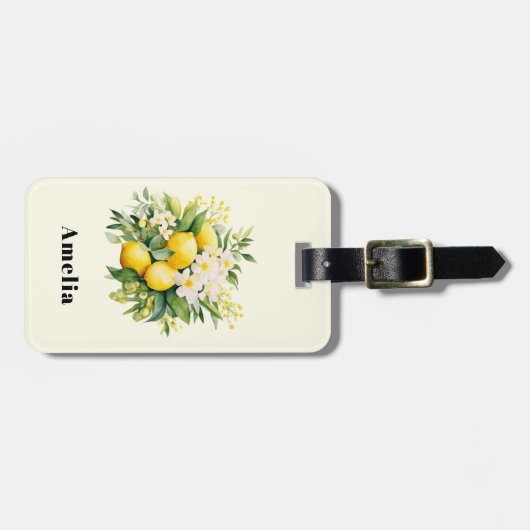 Étiquette À Bagage Lemon Bouquet with White Blossoms (Devant horizontal)