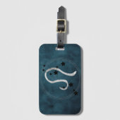 Étiquette À Bagage Leo le lion constellation noir & argent zodiac (Devant Vertical)