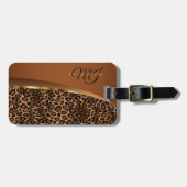 Étiquette À Bagage Léopard Brown, noir et or (Devant horizontal)