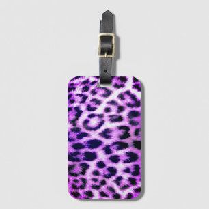Étiquette À Bagage Leopard Cheetah Imprimer Faux Fur rose