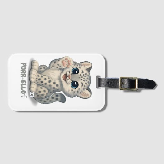 Étiquette À Bagage Léopard des neiges - Purr-ello (Devant Horizontal)