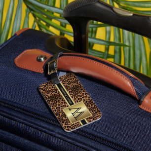 Étiquette À Bagage Leopard Monogram Style Exécutif