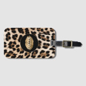 Étiquette À Bagage Leopard Print Gold Lips XOXO (Devant Horizontal)