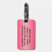 Étiquette À Bagage Léopard rose et rayure (Dos Vertical)