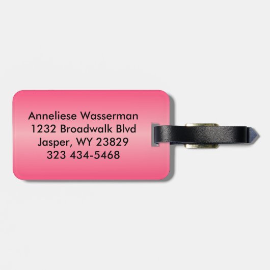 Étiquette À Bagage Léopard rose et rayure (Dos horizontal)