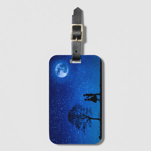Étiquette À Bagage Les amoureux en pleine lune (Devant Vertical)