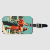 Étiquette À Bagage les années 50 Au Bord De La Piscine (Devant Horizontal)