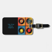 Étiquette À Bagage les années 70 Motif de disques vinyle Retro (Devant horizontal)