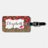 Étiquette À Bagage Les baisers d'empreinte de léopard ont (Devant horizontal)