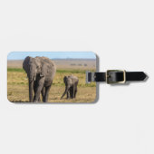 Étiquette À Bagage Les bébés animaux les plus mignons | Éléphant mère (Devant horizontal)