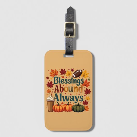 Étiquette À Bagage Les Bénédictions Abondent Toujours Design Automne (Devant Vertical)