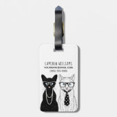 Étiquette À Bagage Les couples | de chat ajoutent votre nom (Dos Vertical)