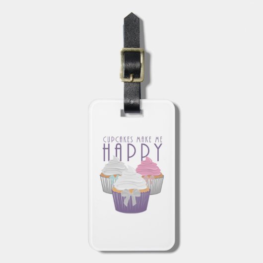 Étiquette À Bagage Les Cupcakes Me Rendent Heureux (Devant Vertical)