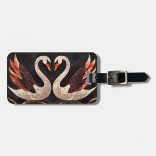 Étiquette À Bagage Les cygnes Art déco élégants qui forment un coeur