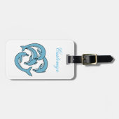Étiquette À Bagage Les dauphins bleus entourent Thunder_Cove Bar (Devant horizontal)