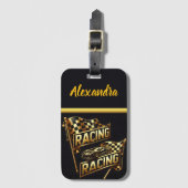 Étiquette À Bagage Les drapeaux de course incarnent le frisson de la (Devant Vertical)