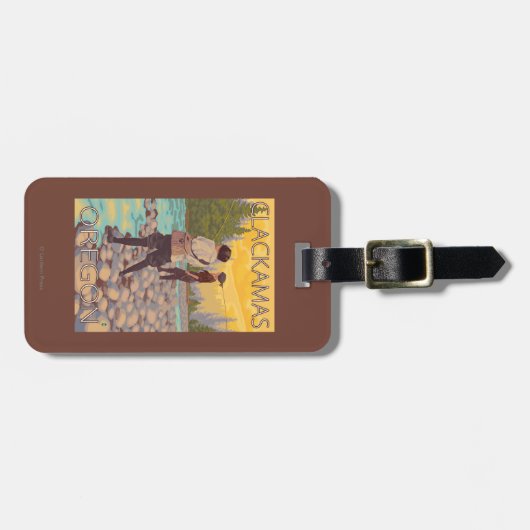 Étiquette À Bagage Les femmes pilotent la pêche - Clackamas, Orégon (Devant horizontal)