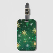 Étiquette À Bagage Les flocons dorés de Noël sur l'Arrière - plan ver (Devant Vertical)