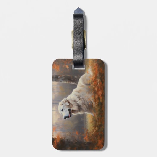 Étiquette À Bagage Les grandes Pyrénées à l'automne Feuilles automne (Dos Vertical)