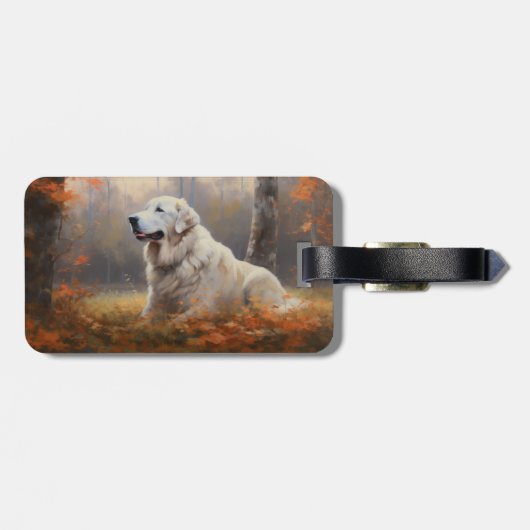 Étiquette À Bagage Les grandes Pyrénées à l'automne Feuilles automne (Dos horizontal)