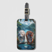 Étiquette À Bagage Les tigres du Bengale dans la jungle (Devant Vertical)