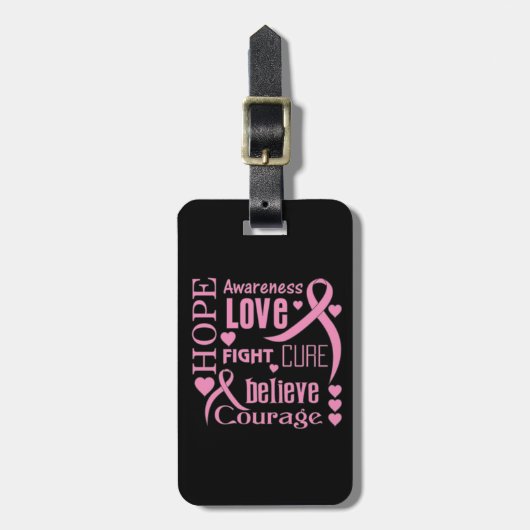 Étiquette À Bagage L'espoir de cancer du sein exprime le collage (Devant Vertical)