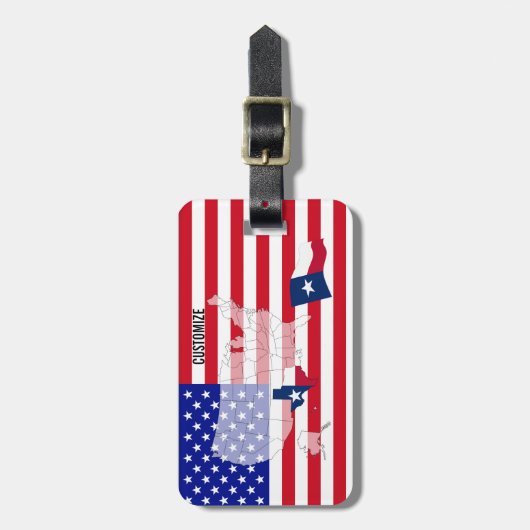 Étiquette À Bagage L'état fait sur commande Etats-Unis du Texas (Devant Vertical)