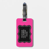 Étiquette À Bagage L'étiquette rose et noire | de bagage (Dos Vertical)
