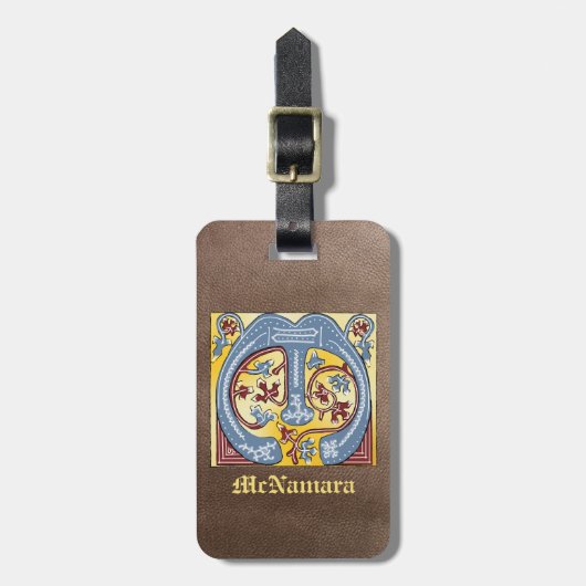 ÉTIQUETTE À BAGAGE LETTRE BLEUE ET ROUGE MOYENNE M ILLUMINÉE (Devant Vertical)