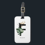 Étiquette À Bagage LETTRE BOHO Cactus Tropical F MONogramme BRIDESMai<br><div class="desc">Lettre moderne et d'inspiration boho F monogramme bagage tag. Il présente des illustrations aquarelles de cactus tropicaux aux accents de feuilles d'or faux et à brosse noire. Personnaliser en ajoutant un nom. Cet élégant bagage floral sera parfait comme cadeau de femme de ménage,  cadeau d'anniversaire et cadeau de graduation.</div>