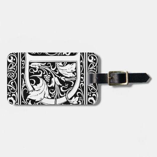 Étiquette À Bagage Lettre D Monogramme médiéval Art Nouveau (Devant horizontal)