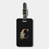 Étiquette À Bagage LETTRE D'OR MONOGRAPHIQUE BOtanique Élégante C (Devant Vertical)