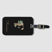 Étiquette À Bagage LETTRE D'OR MONOGRAPHIQUE BOtanique Élégante F (Devant Horizontal)