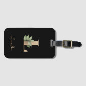 Étiquette À Bagage LETTRE D'OR MONOGRAPHIQUE BOtanique Élégante L (Devant Horizontal)