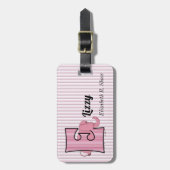 Étiquette À Bagage LETTRE E Éléphant rose pour Filles (Devant Vertical)