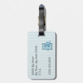 Étiquette À Bagage Lettre E pour éléphant en bleu pour les garçons (Dos Vertical)