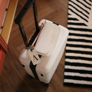 Étiquette À Bagage LETTRE Florale Classique MONAMARMÉE A VERT ROUGE